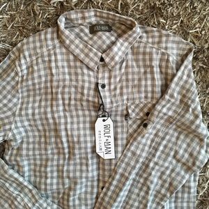 Wolf and Man checkered long sleeve shirt